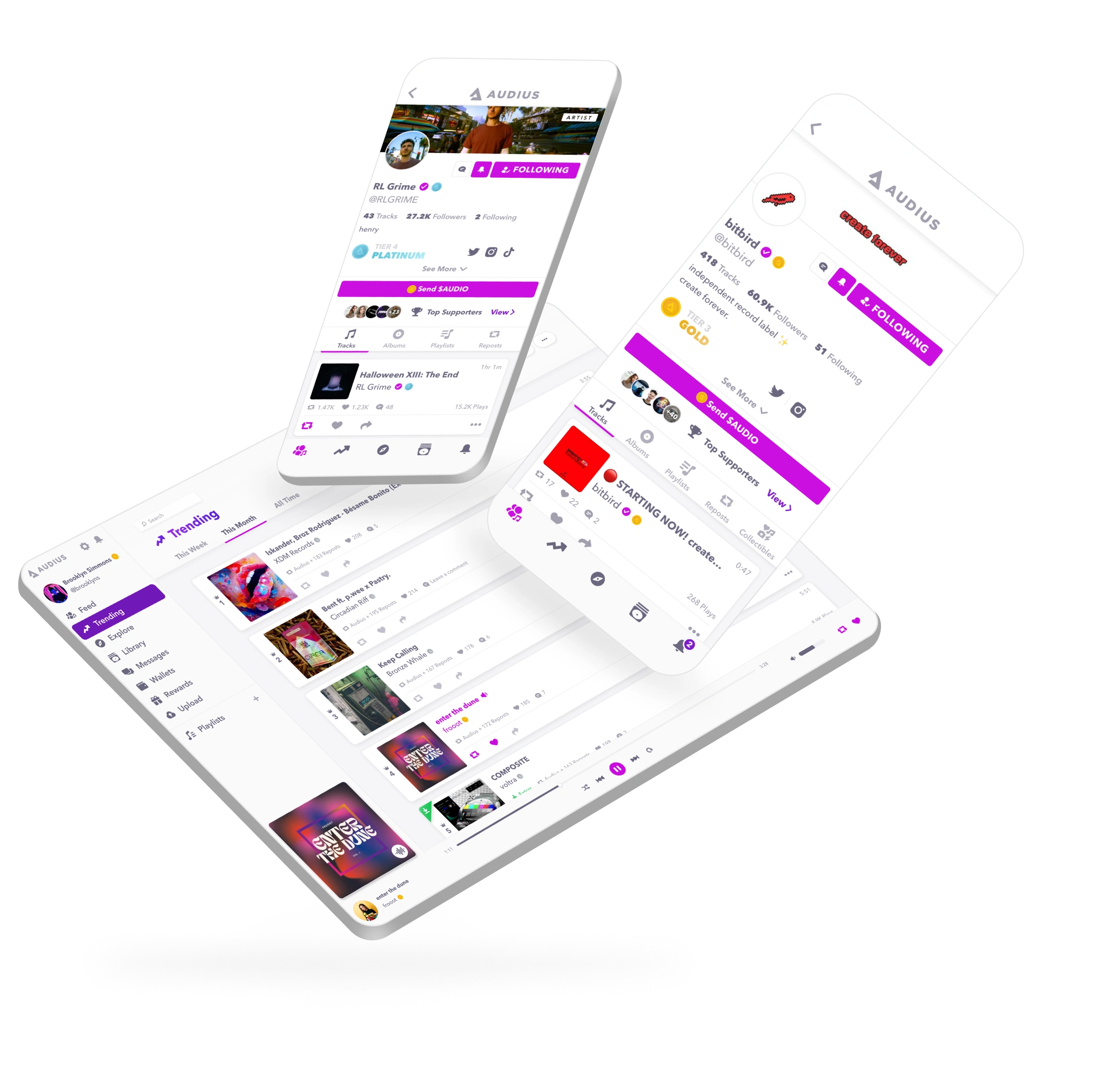 Foreground Audius Web and Mobile Product Shot